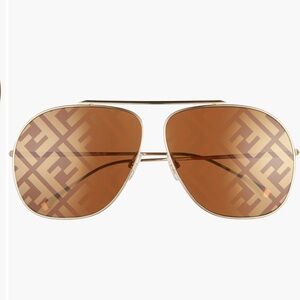 Fendi 64mm Oversize Lenticular Lens Aviator Sunglasses